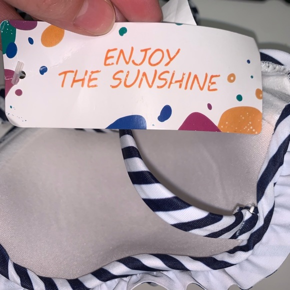 Enjoy The Sunshine Striped Bikini Top Size Small - Picture 4 of 4